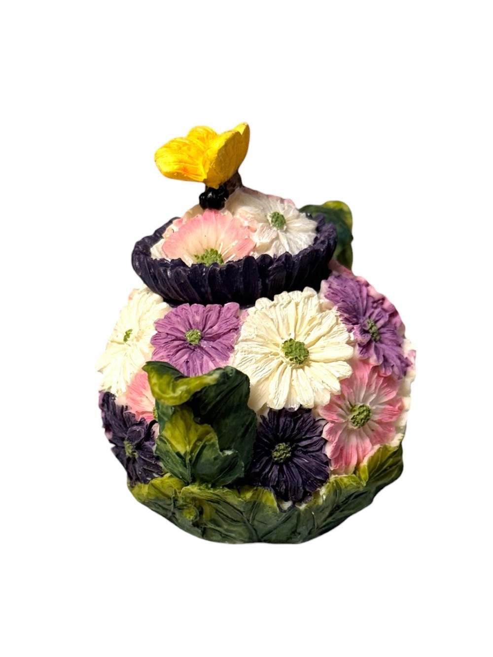 Russ Berrie 90’s 3-D Chrysanthemums & Butterflies Succulent Miniature Teapot - Picture 3 of 5